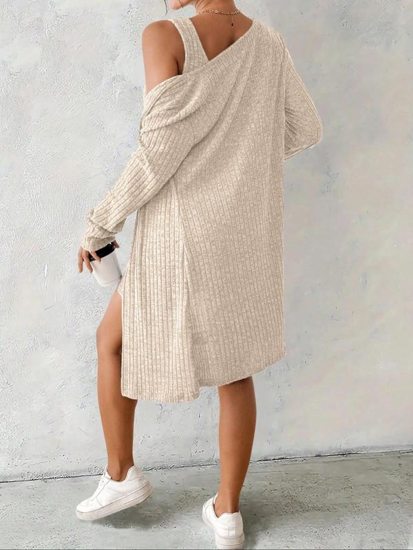 Women's Striped Dress Set, Casual Style, Comfortable Fabric, Fashion Design, Perfect for Daily Wear, Clothes