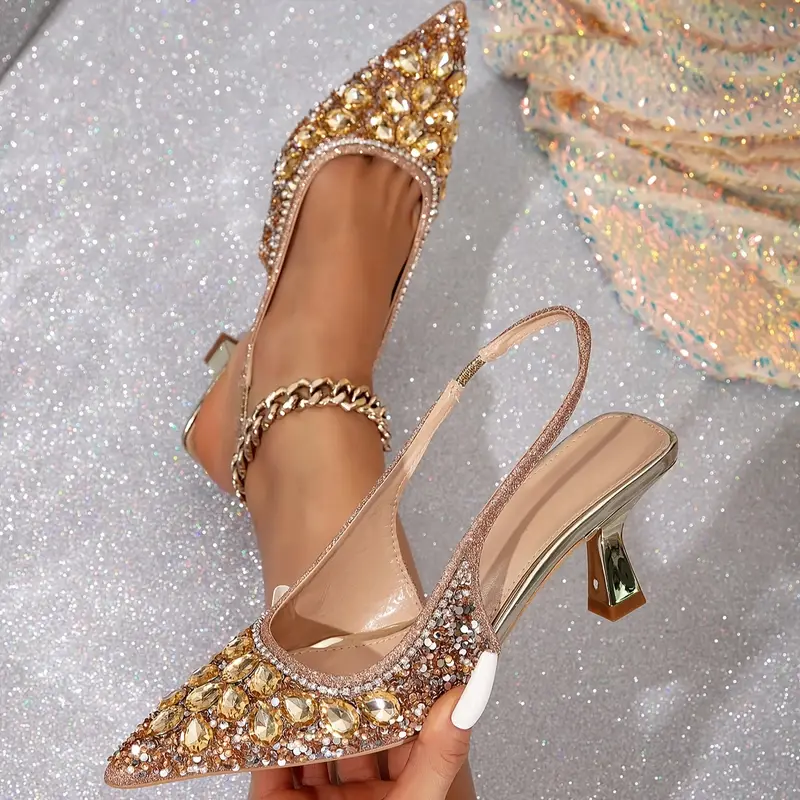 🔥Last Day 49% OFF - Thin Heel Banquet Shoes, European And American Style Rhinestone High Heel