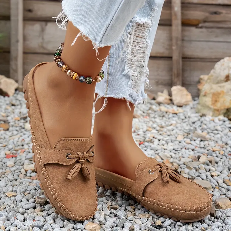 Women's Large Size Retro Orthopedic Tassel Flat Mules - Lightweight PU Cover Uppe