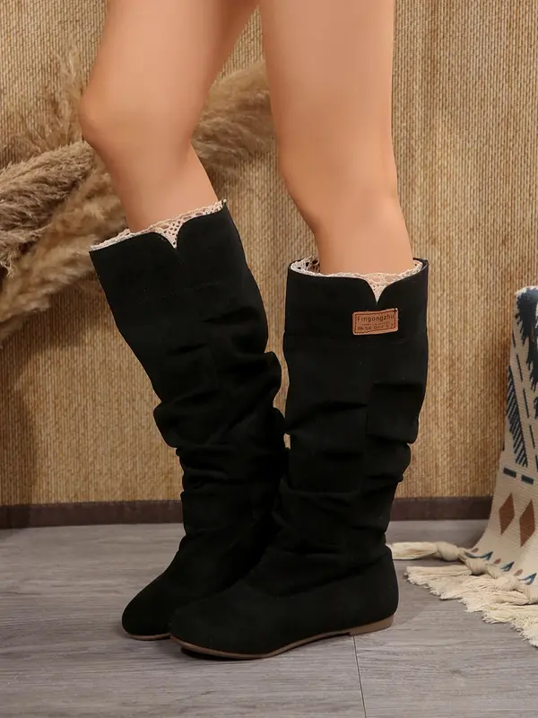Women's Solid Color Ruched Design orthopedic Boots