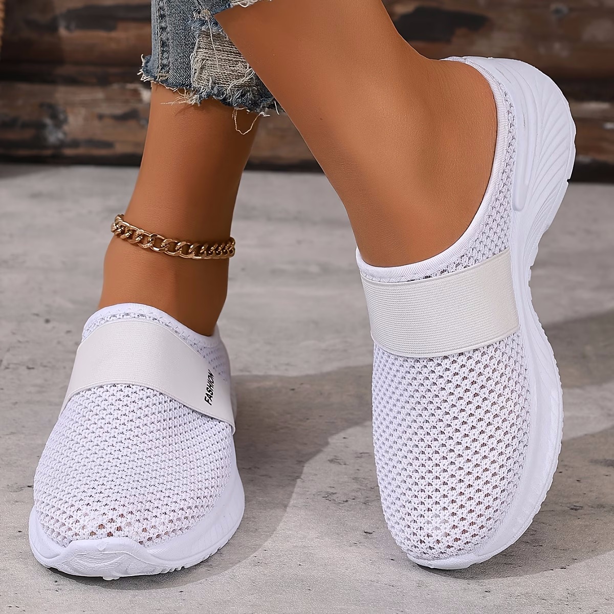 Comfortable Slip-On   Women's Slip-On Orthopedic Casual  Breathable Mesh Upper Sneakers