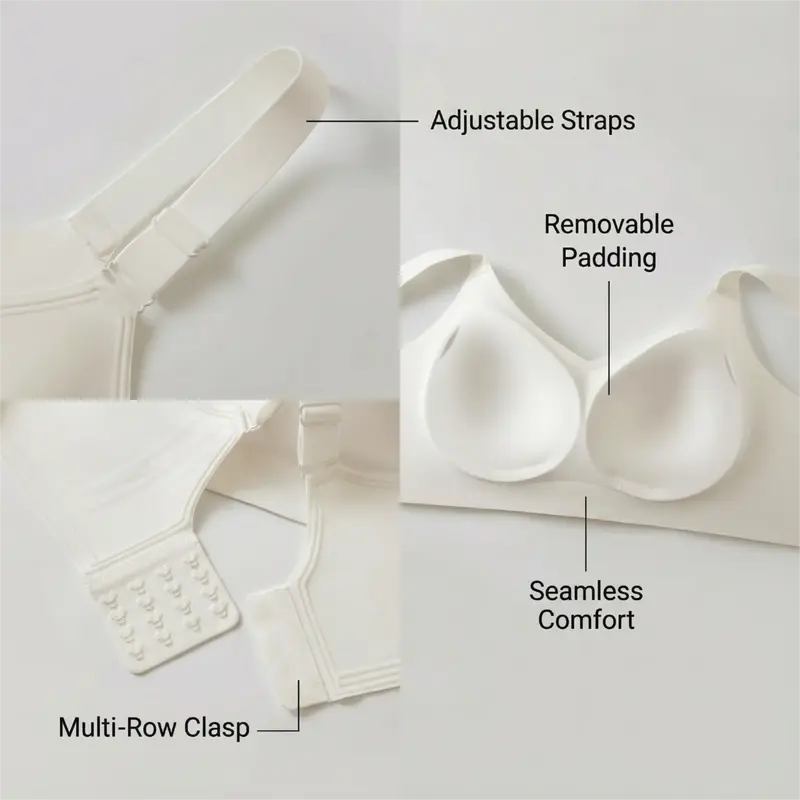 Women's Buttery-Soft Jelly Wireless Bra - Push-Up, Full Coverage, No-Poke Wire, Fleece Support, No-Squash Seamless T-Shirt Style, Adjustable Straps for Lift, Everyday Comfort, Sports Use