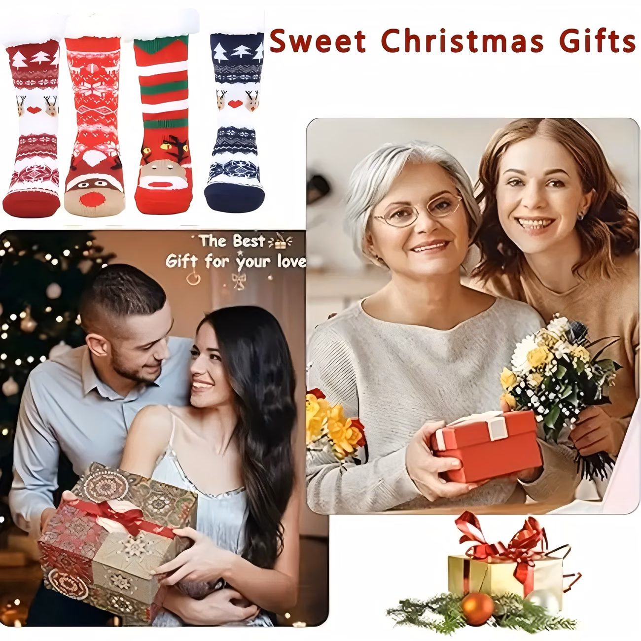 1 Pair of Christmas Plush-lined Thermal Socks, Soft and Comfortable Mid-calf Socks, Women's House Slippers and Socks