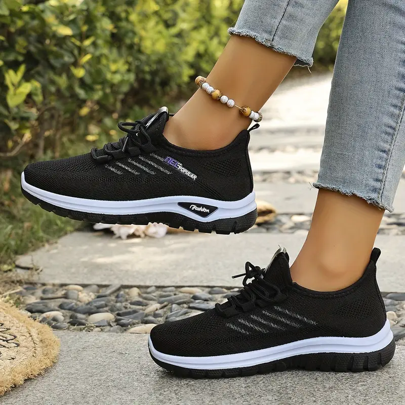 Women's Breathable Casual Running Shoes - Lightweight Spring and Summer Lace-Up Sneakers