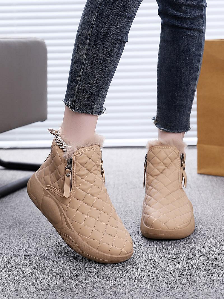 NEW THICK SOLE WOMEN'S SHOES FLEECE LINED FASHION WARM SHORT BOOTS