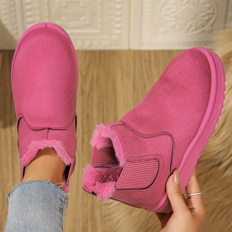 🔥 Order Today & Receive 49% OFF  Comfortable Round Toe Fluffy Lined Slip-On Ankle Winter Short Boots