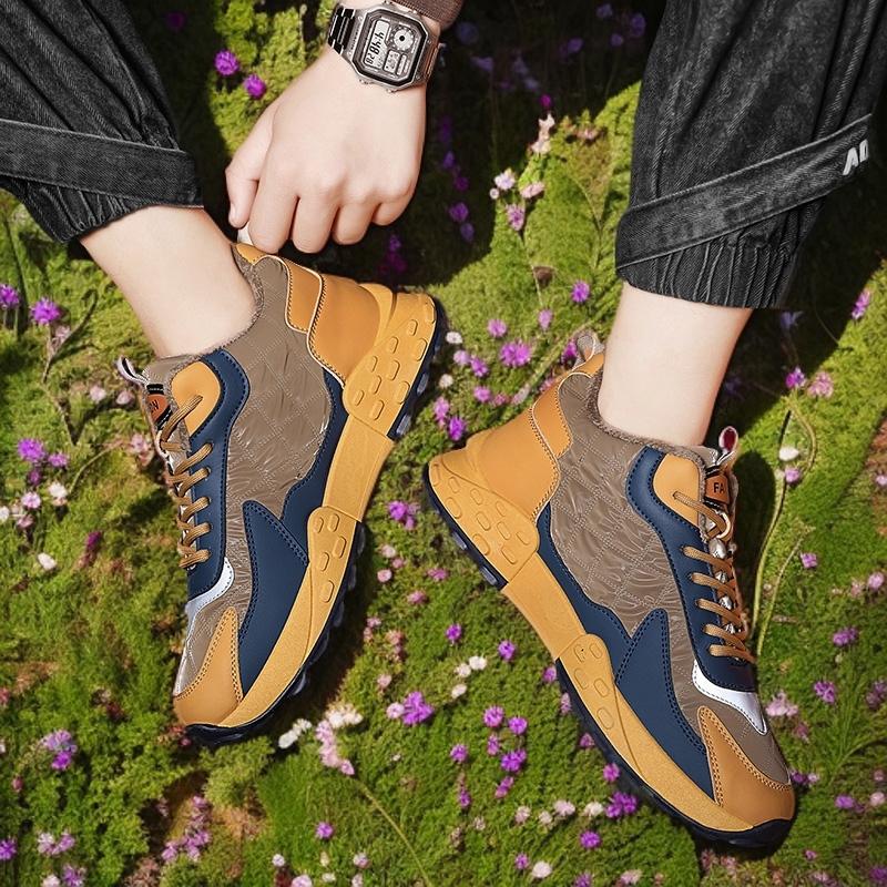 2025 Winter New Men's Outdoor Waterproof and Cold proof Mid top Fashion Sports Shoes, Walking Shoes with Thick Velvet and Warm Cotton Shoes, Work Snow Boots