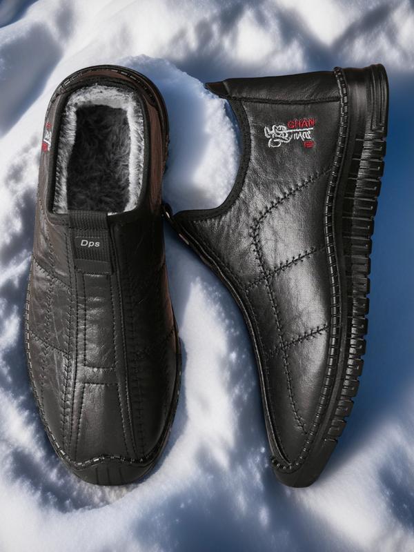 Men's Fashion Winter Snow Boots with Plush Lining for Warmth, Waterproof PU Upper, Non-Slip Sole for Daily Commuting, Casual Style
