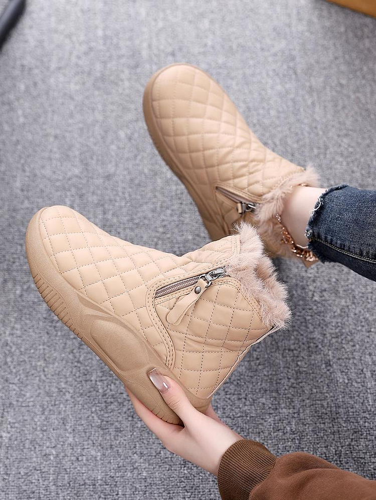 NEW THICK SOLE WOMEN'S SHOES FLEECE LINED FASHION WARM SHORT BOOTS