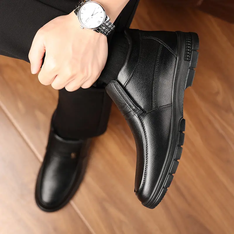 ⏰Last Day! 50% OFF 🔥Men's new top layer cowhide large size thickened warm cotton shoes snow boots high top boots