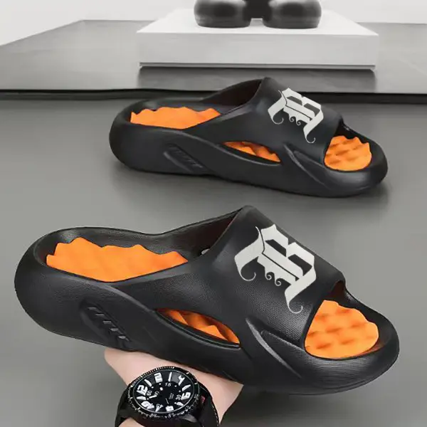 Men's Cloud Slides - Thick-Sole, Non-Slip, Cushioned Sporty Slippers, Summer Indoor-Outdoor Beach Walking Shoes 