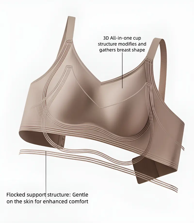 Women's Buttery-Soft Jelly Wireless Bra - Push-Up, Full Coverage, No-Poke Wire, Fleece Support, No-Squash Seamless T-Shirt Style, Adjustable Straps for Lift, Everyday Comfort, Sports Use