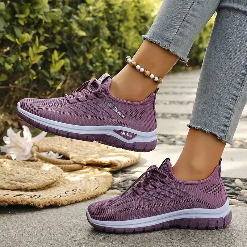 Women's Breathable Casual Running Shoes - Lightweight Spring and Summer Lace-Up Sneakers