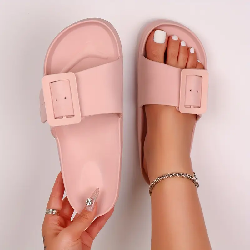 Women's Adjustable Buckle EVA Slides, Soft Sole Non-Slip Beach Slides for Comfort and Style