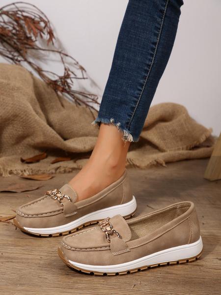 Women's Casual Sporty Slip-On Shoes, Slip On Lightweight Comfortable Fashion Round Toe Low Top PU Leather Sneakers