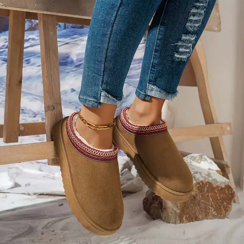 Women's Indoor Warm Slippers with Soft Anti-Slip Sole, Winter Ankle Boots, Cozy House Orthopedic Shoes