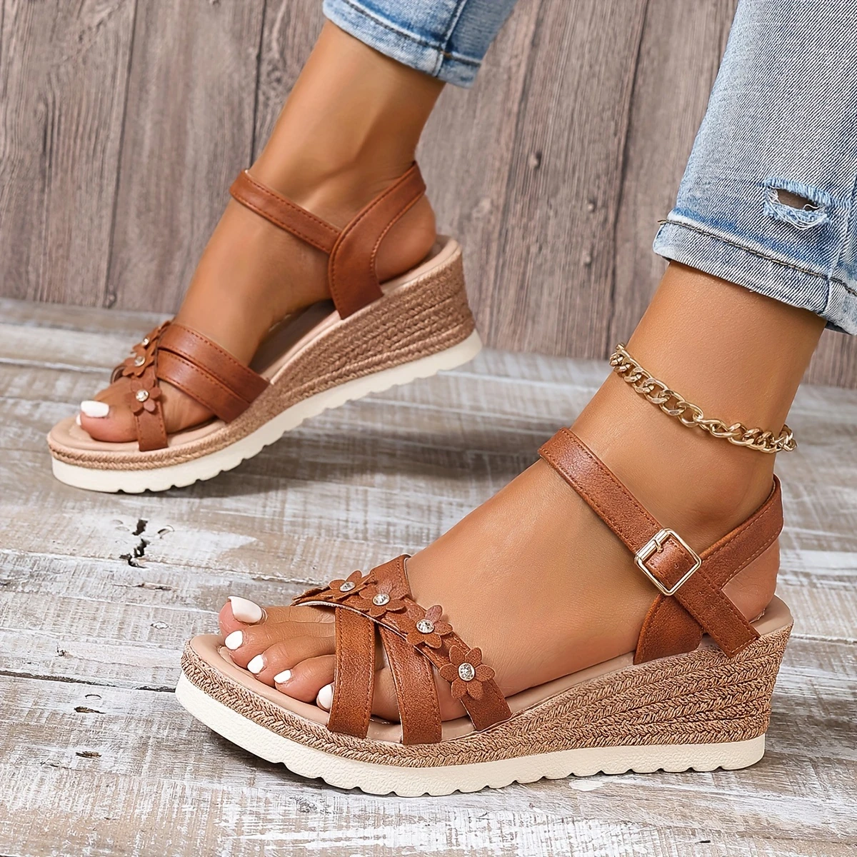 Vintage Women's Ankle-Strap Wedge Sandals