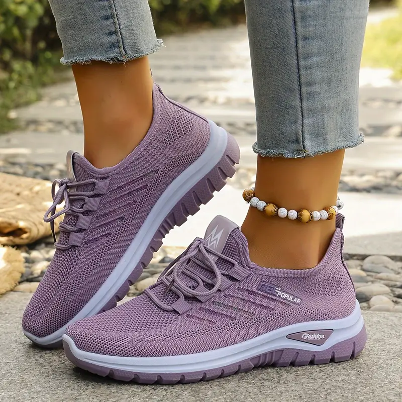 Women's Breathable Casual Running Shoes - Lightweight Spring and Summer Lace-Up Sneakers