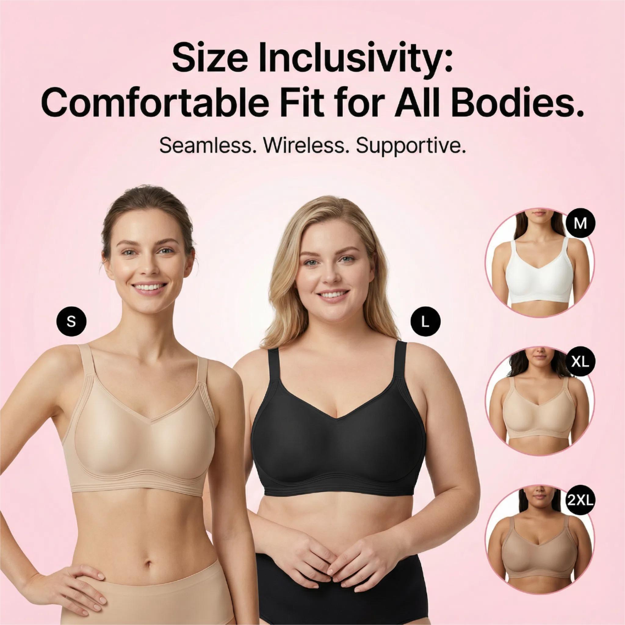 Women's Buttery-Soft Jelly Wireless Bra - Push-Up, Full Coverage, No-Poke Wire, Fleece Support, No-Squash Seamless T-Shirt Style, Adjustable Straps for Lift, Everyday Comfort, Sports Use