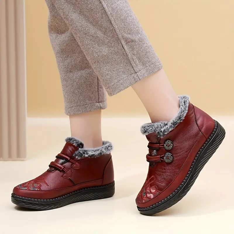 Thick 's Ankle Boots with Furry Collar Design Warm Orthopedic Fashion Boots
