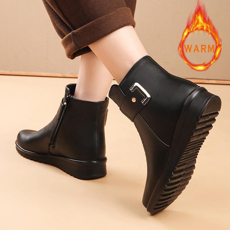 Women's Winter Snow Boots Round Toe Zip-Up Casual Orthopedic Boots 