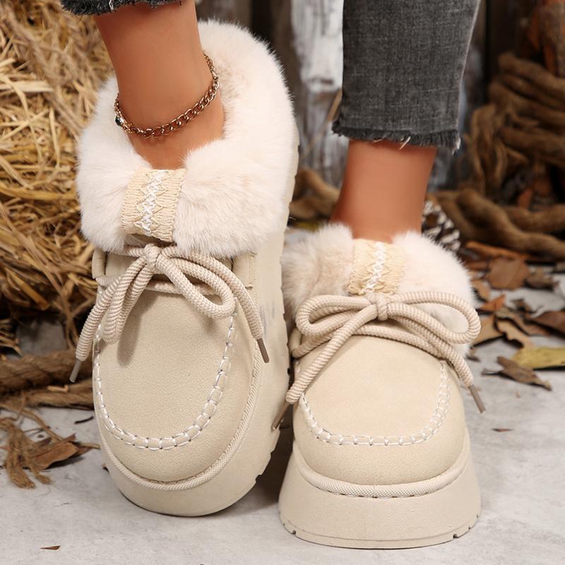 Women's Thick Bottom Soft Fleece Slippers Winter Cozy Platform House Indoor Outdoor Shoes Winter Warm Mini Snow Boots