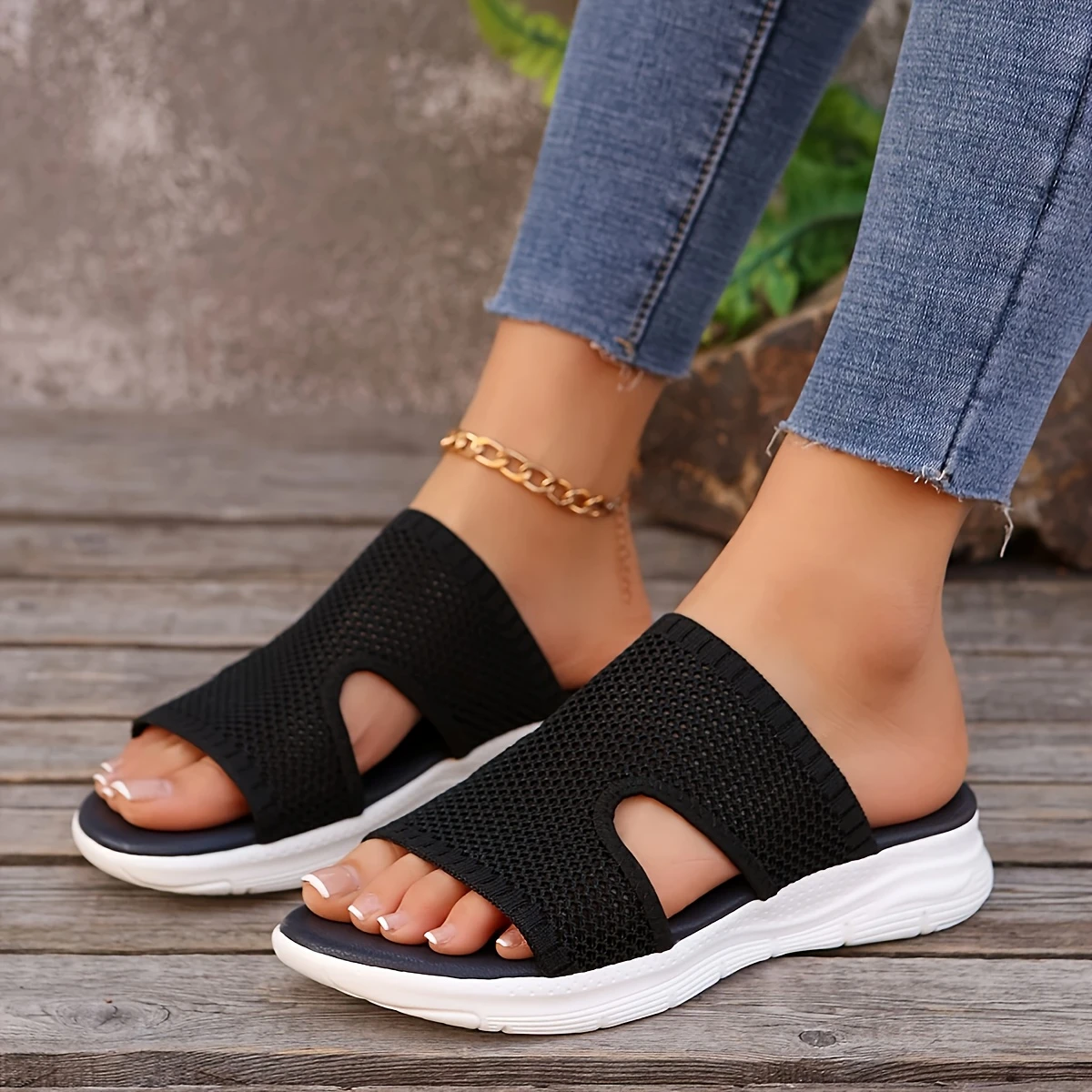 Women'S Lightweight Breathable Knit Wedge Sandals 