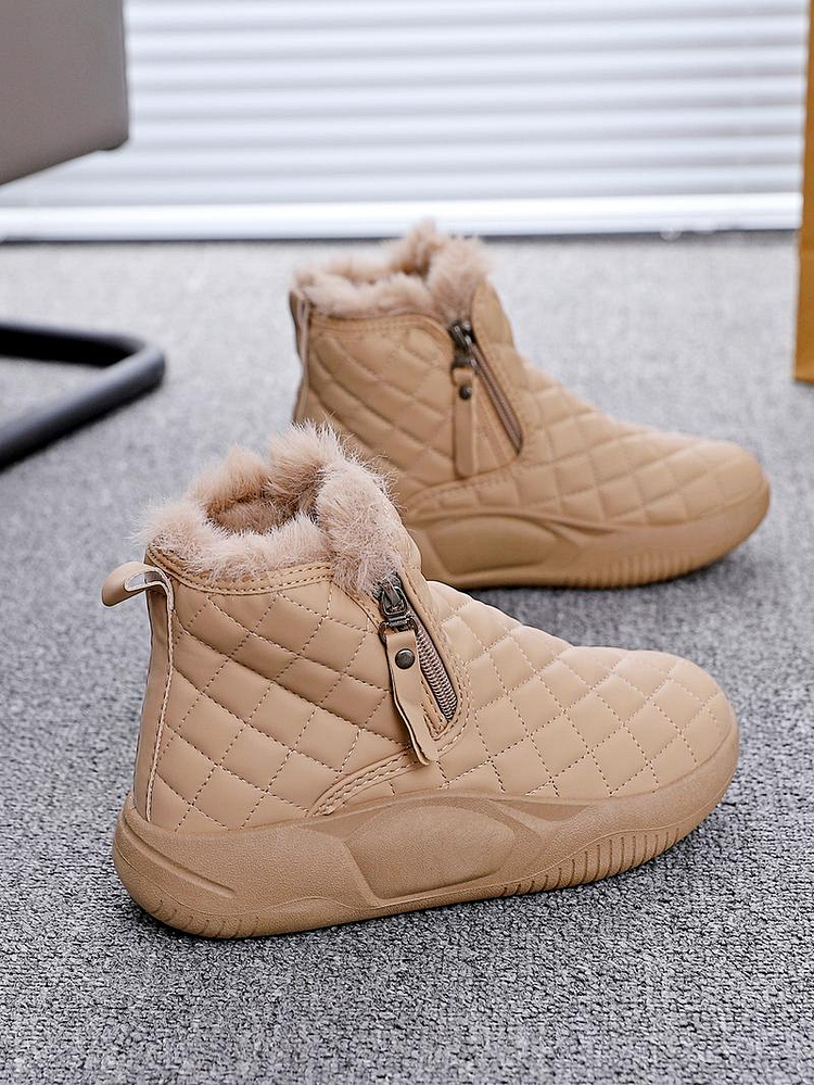 NEW THICK SOLE WOMEN'S SHOES FLEECE LINED FASHION WARM SHORT BOOTS