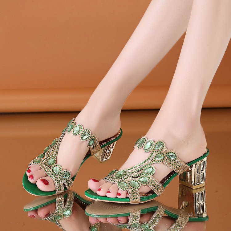 🔥Last Day Promotion 50% OFF - Women's Fashion Rhinestone Chunky Heel Orthopaedic Sandals