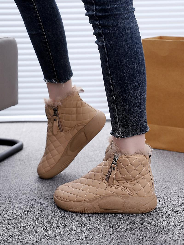 NEW THICK SOLE WOMEN'S SHOES FLEECE LINED FASHION WARM SHORT BOOTS