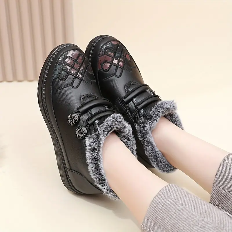 Thick 's Ankle Boots with Furry Collar Design Warm Orthopedic Fashion Boots