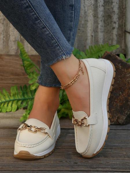 Women's Casual Sporty Slip-On Shoes, Slip On Lightweight Comfortable Fashion Round Toe Low Top PU Leather Sneakers