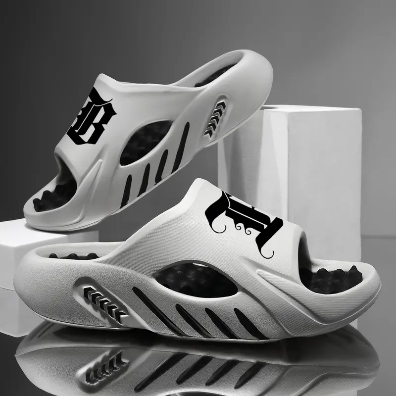 Men's Cloud Slides - Thick-Sole, Non-Slip, Cushioned Sporty Slippers, Summer Indoor-Outdoor Beach Walking Shoes 