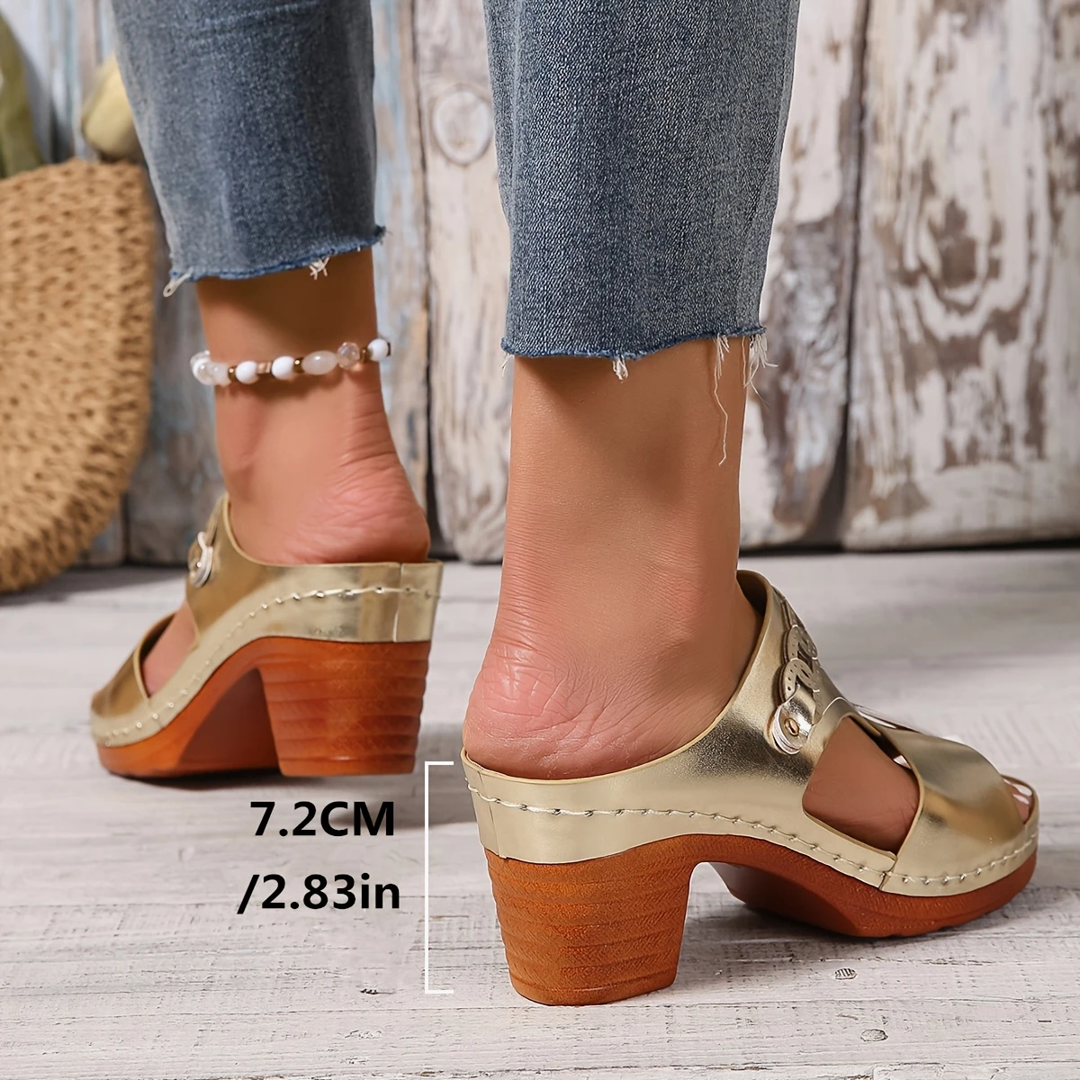 Elegant Comfortable High-Heeled Sandals - Women's Thick-Heeled Sports Open-Toe Shoes with Ankle Straps, Casual Out Shoes, Elegant Style