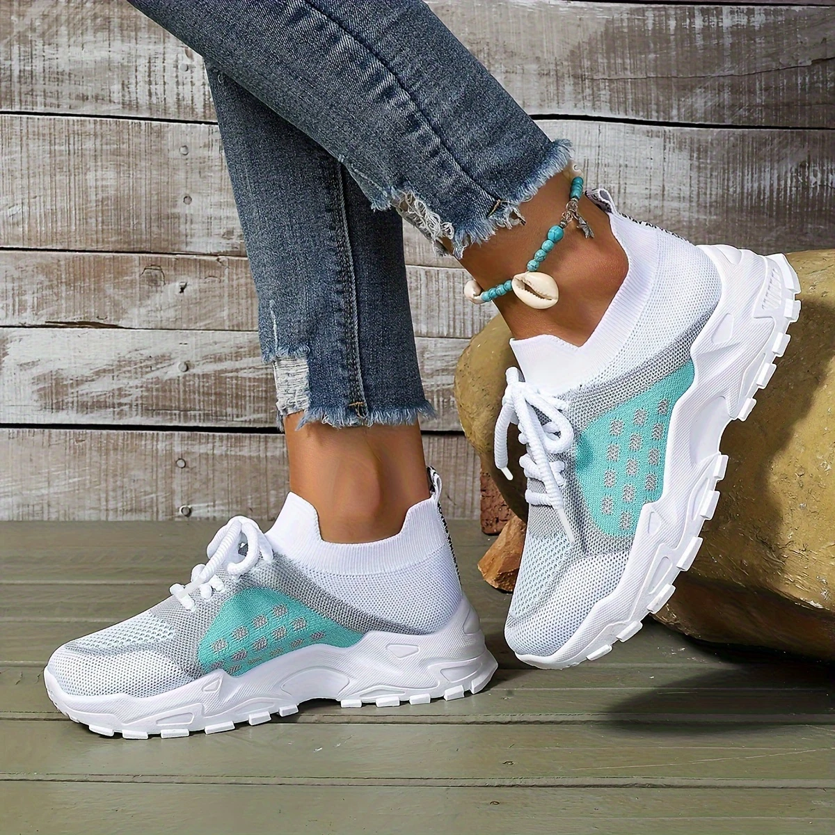 Women's Rose Quartz Knit Athletic Sneakers - Cloud-Like Cushioned Gym Shoes with Arch Support, Non-Slip Lightweight Design for Running Walking Daily Use