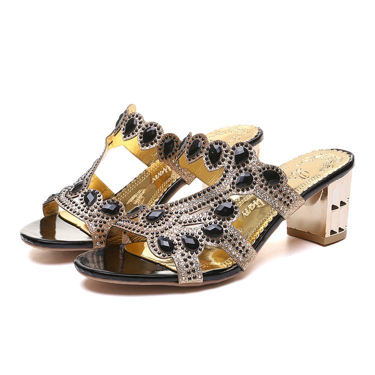 🔥Last Day Promotion 50% OFF - Women's Fashion Rhinestone Chunky Heel Orthopaedic Sandals