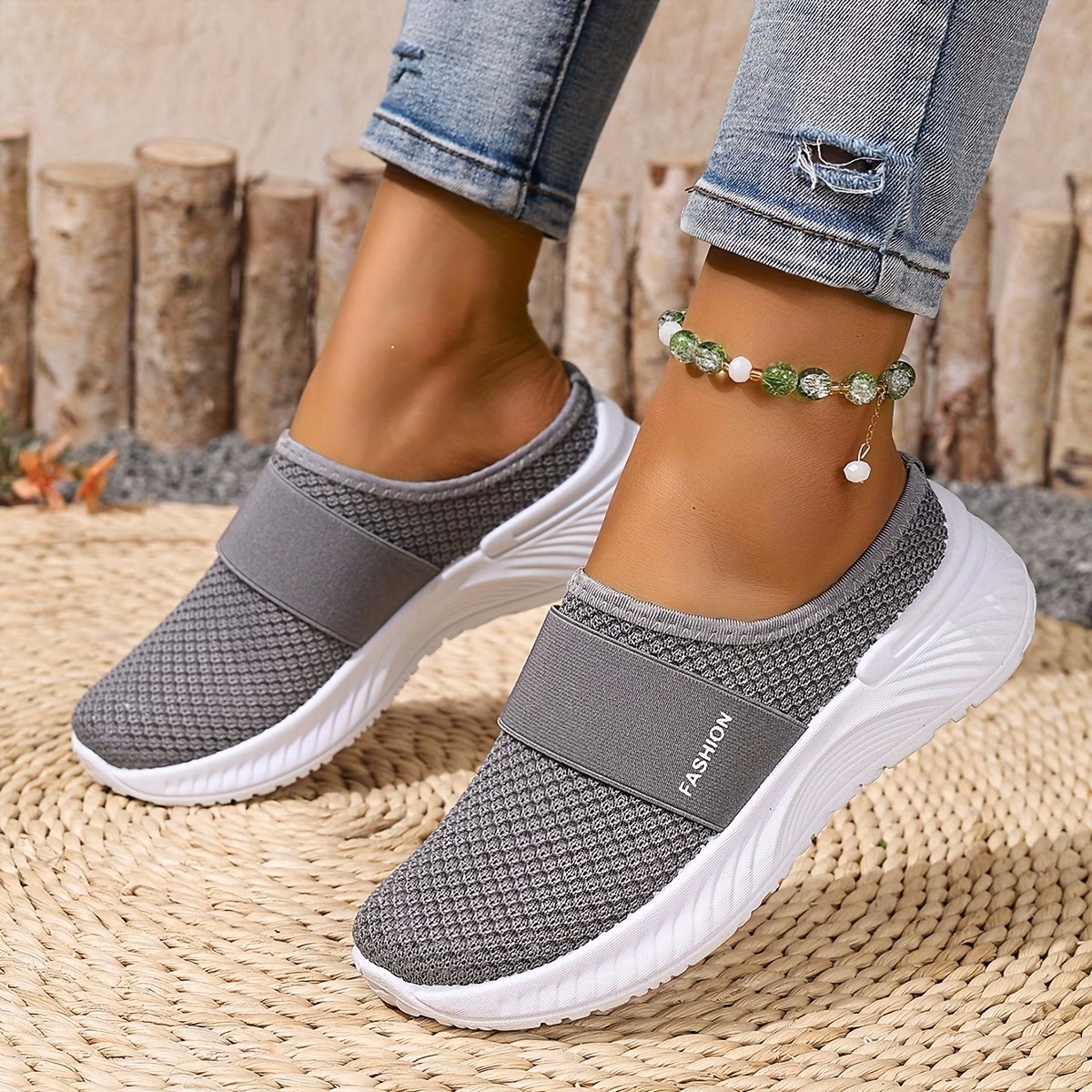 Comfortable Slip-On   Women's Slip-On Orthopedic Casual  Breathable Mesh Upper Sneakers
