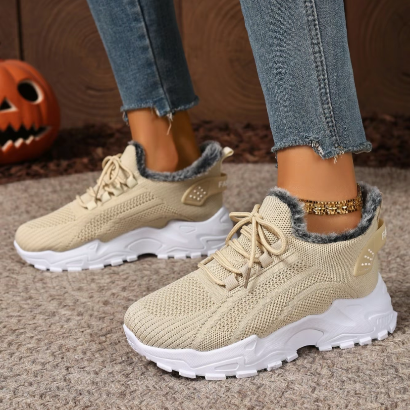 Women's plush cotton sneakers