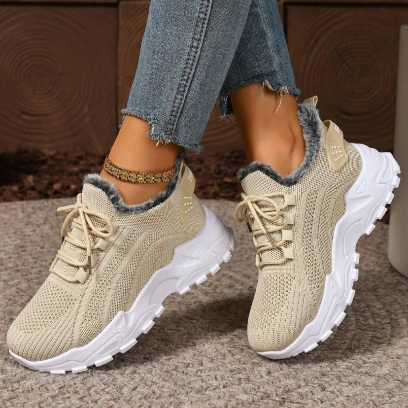 Women's plush cotton sneakers