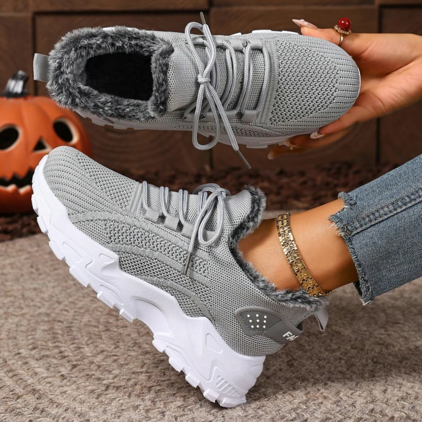 Women's plush cotton sneakers