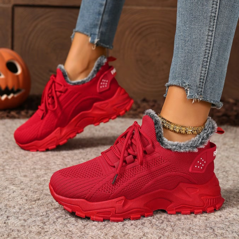 Women's plush cotton sneakers
