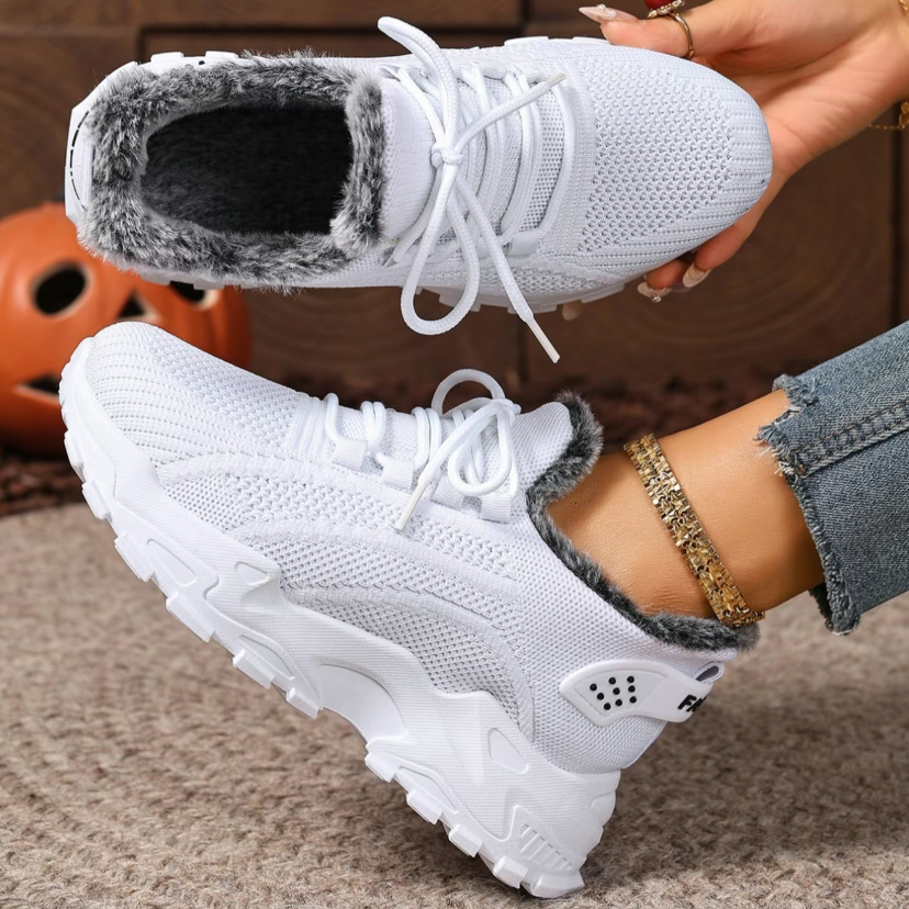 Women's plush cotton sneakers