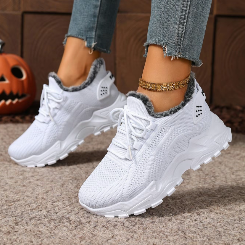 Women's plush cotton sneakers