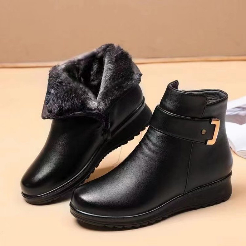 Women's Winter Snow Boots Round Toe Zip-Up Casual Orthopedic Boots 