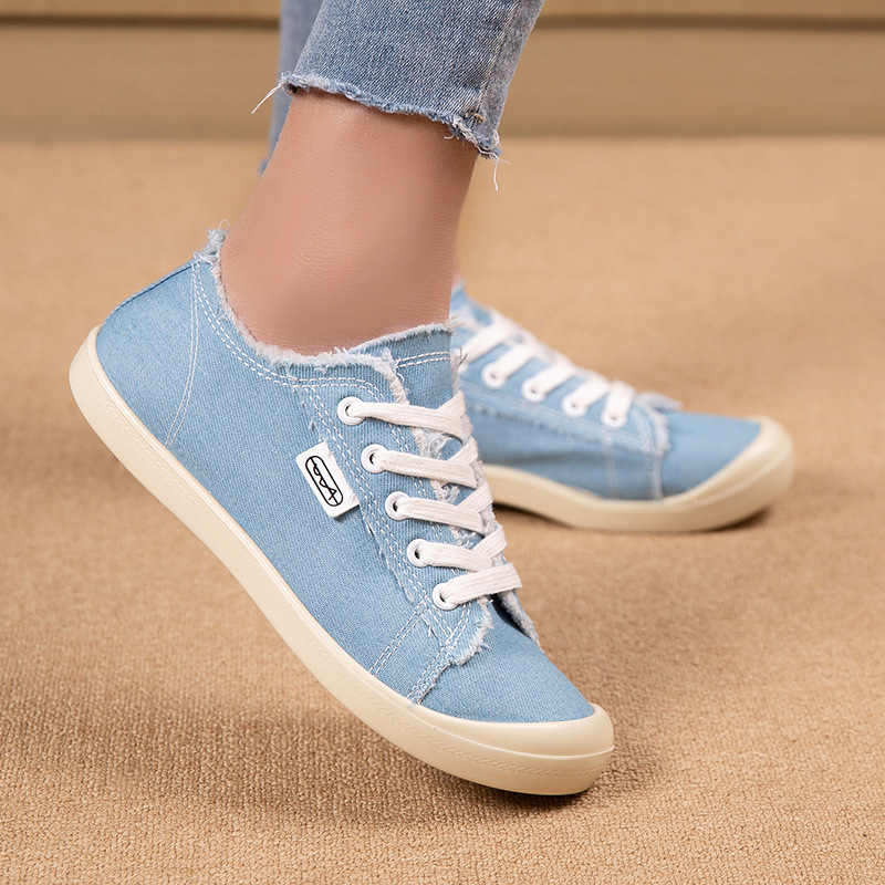 Women'S Casual Striped Canvas orthopedic Shoes - Breathable Flat Sneakers with Round Toe, Fabric Upper/Inner, Durable PU Sole