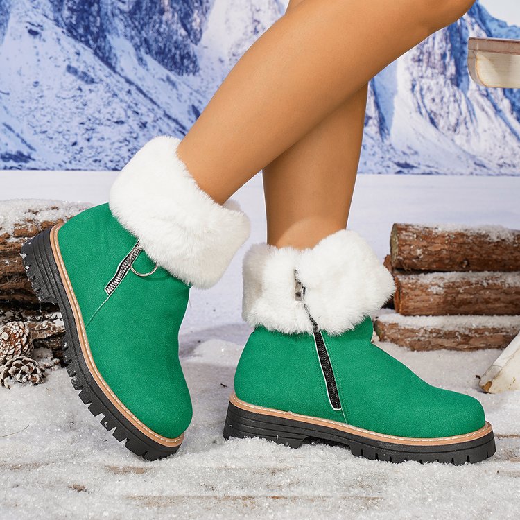 Women's winter fleece side zipper warm boots