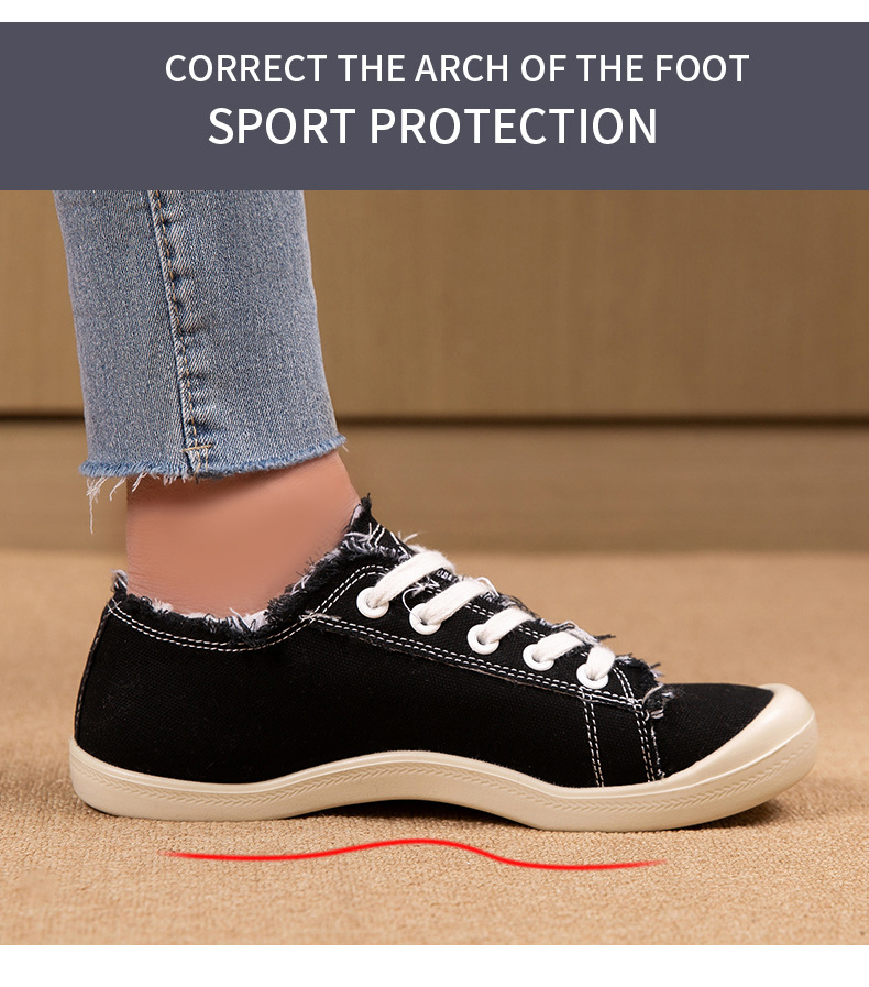 Women'S Casual Striped Canvas orthopedic Shoes - Breathable Flat Sneakers with Round Toe, Fabric Upper/Inner, Durable PU Sole