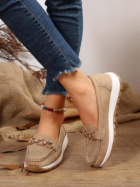 Women's Casual Sporty Slip-On Shoes, Slip On Lightweight Comfortable Fashion Round Toe Low Top PU Leather Sneakers