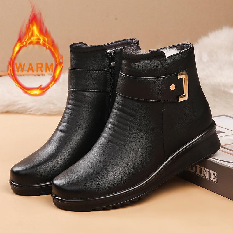 Women's Winter Snow Boots Round Toe Zip-Up Casual Orthopedic Boots 
