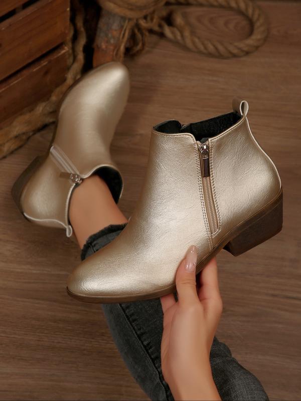Fashionable Solid Color Side Zipper Ankle Orthopedic Boot